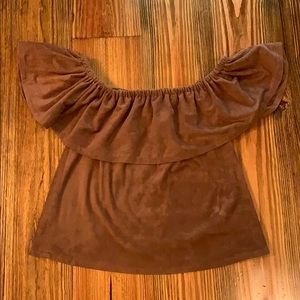 Brown suede off the shoulder top!